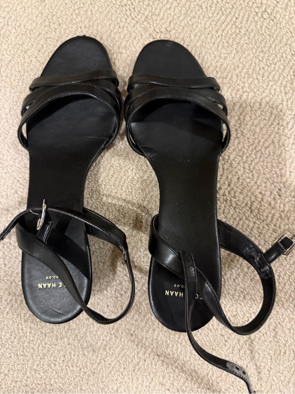 Cole Haan black, mini wedge sandals, size 9